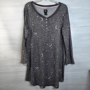 Laura Ashley, sleep wear, super soft size XL, Grey w/white & pink stars & moons